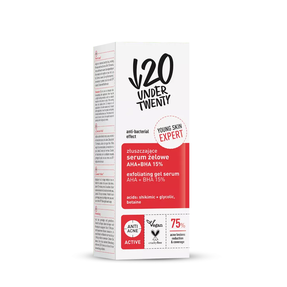 Under Twenty AHA + BHA exfoliating gel serum 15% 30 ml Under 20 Serum Fytyre