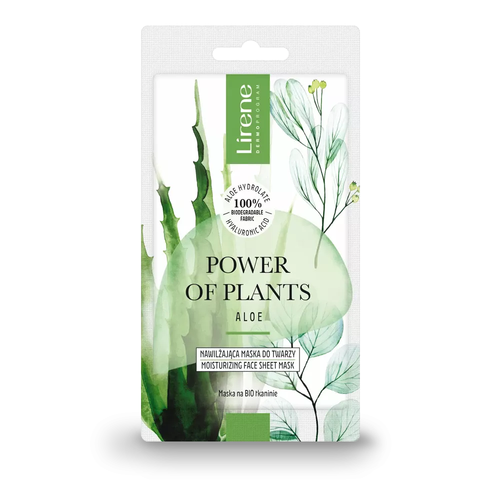 POWER OF PLANTS MOISTURIZING FACE SHEET MASK ALOE Lirene Maskë Fytyre