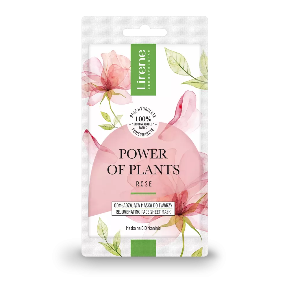 POWER OF PLANTS REJUVENATING FACE SHEET MASK ROSE Lirene Maskë Fytyre