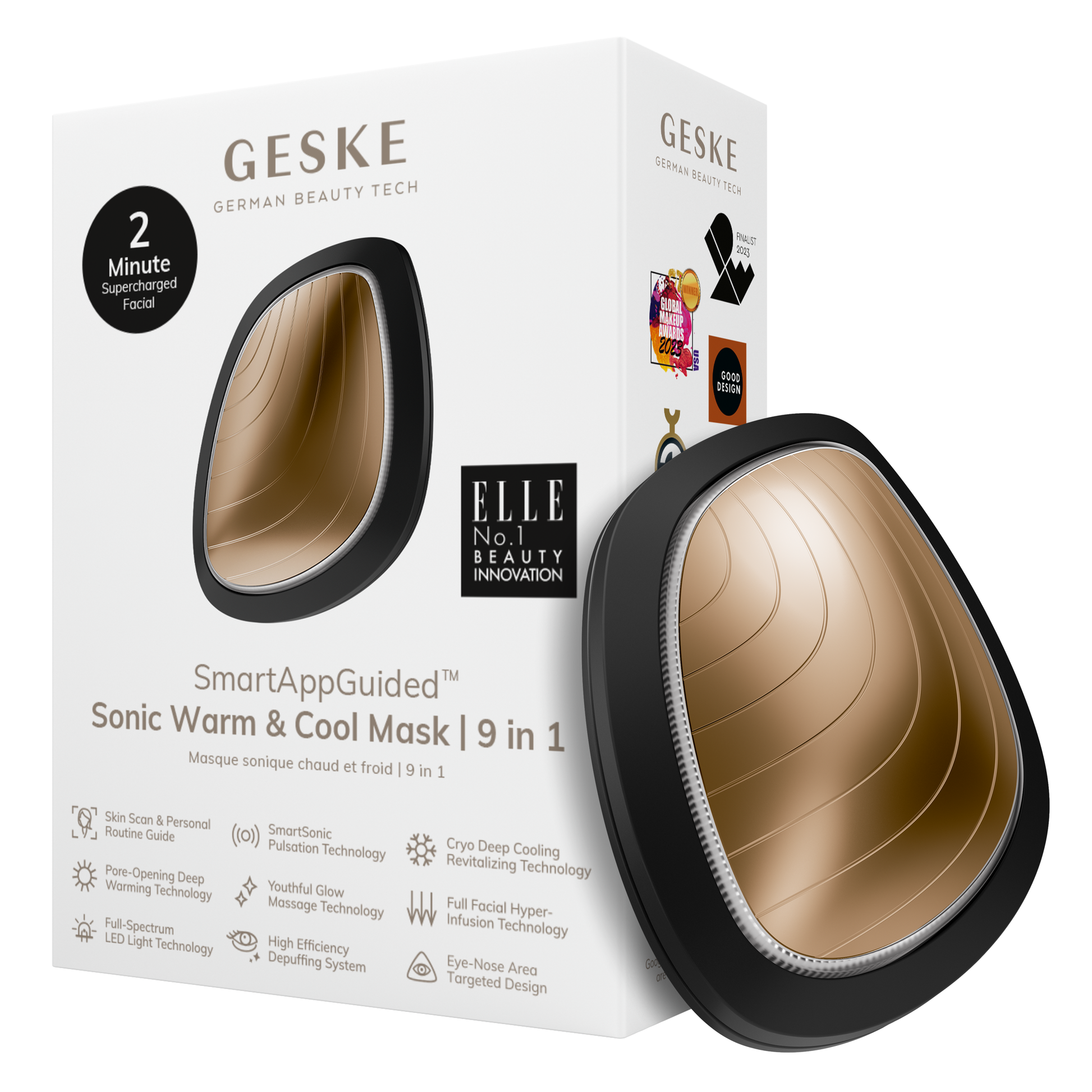 SmartAppGuided™ Sonic Warm & Cool Mask | 9 in 1 Geske Paisje të kujdesit personal
