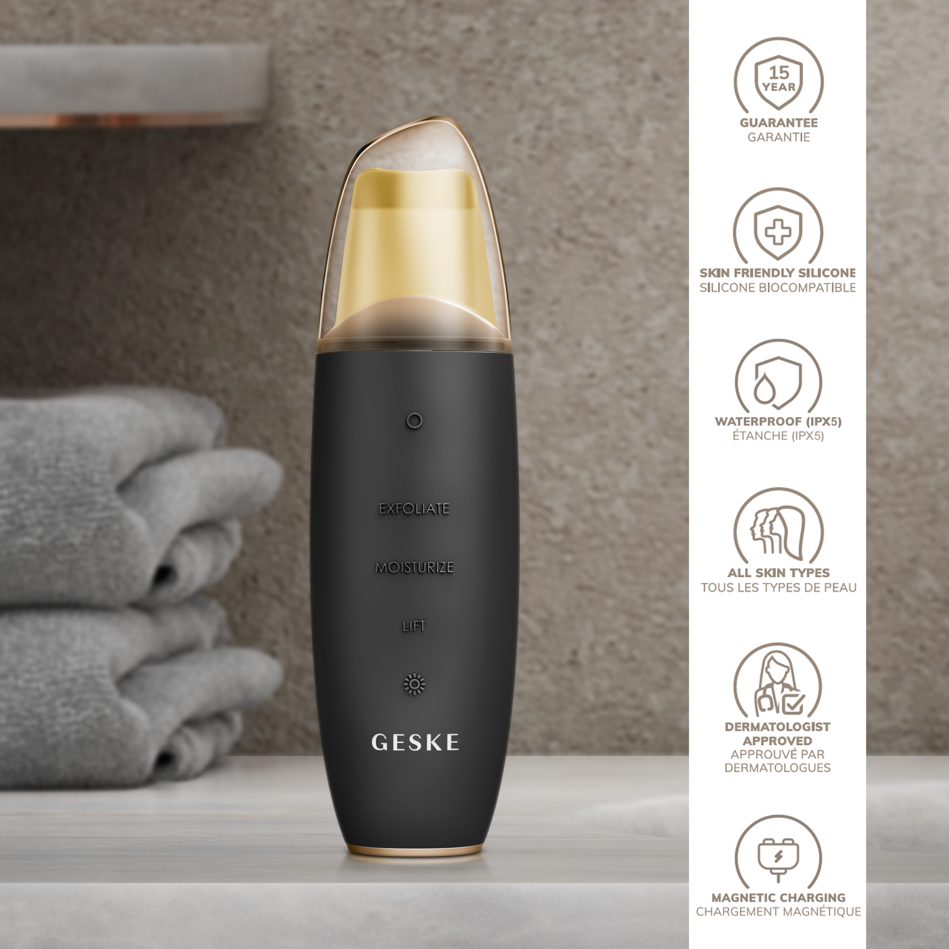 SmartAppGuided™ MicroCurrent Skin Scrubber &Blackhead Remover | 9 in 1 Spatul Pastrimi Ultrasonic Geske Paisje të kujdesit personal