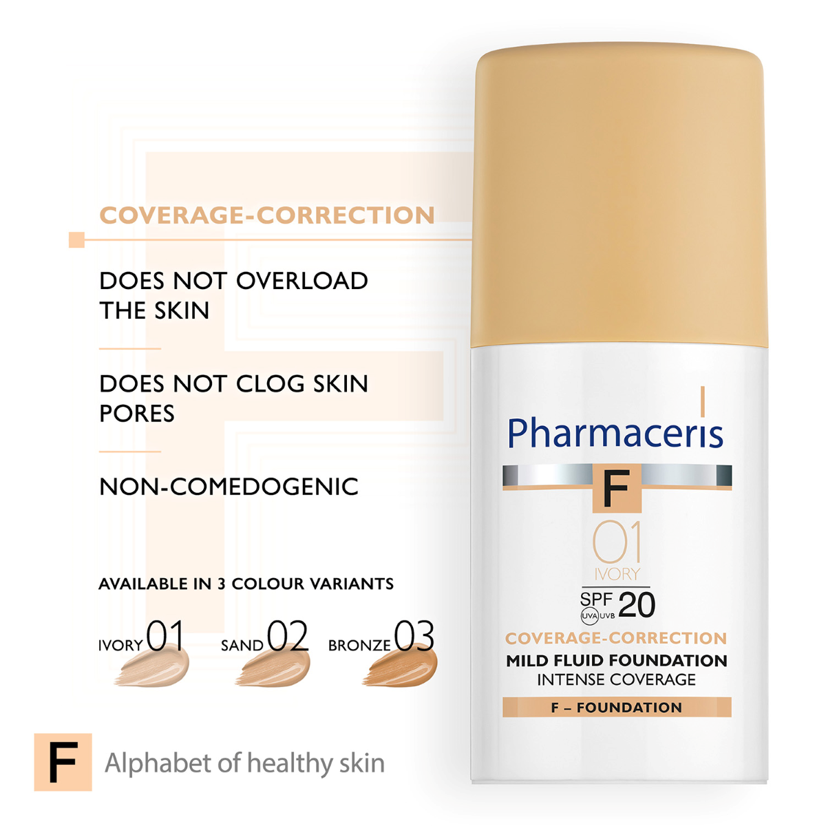 Intense Coverage (SPF 20) 01 Ivory Pharmaceris Fondatinë