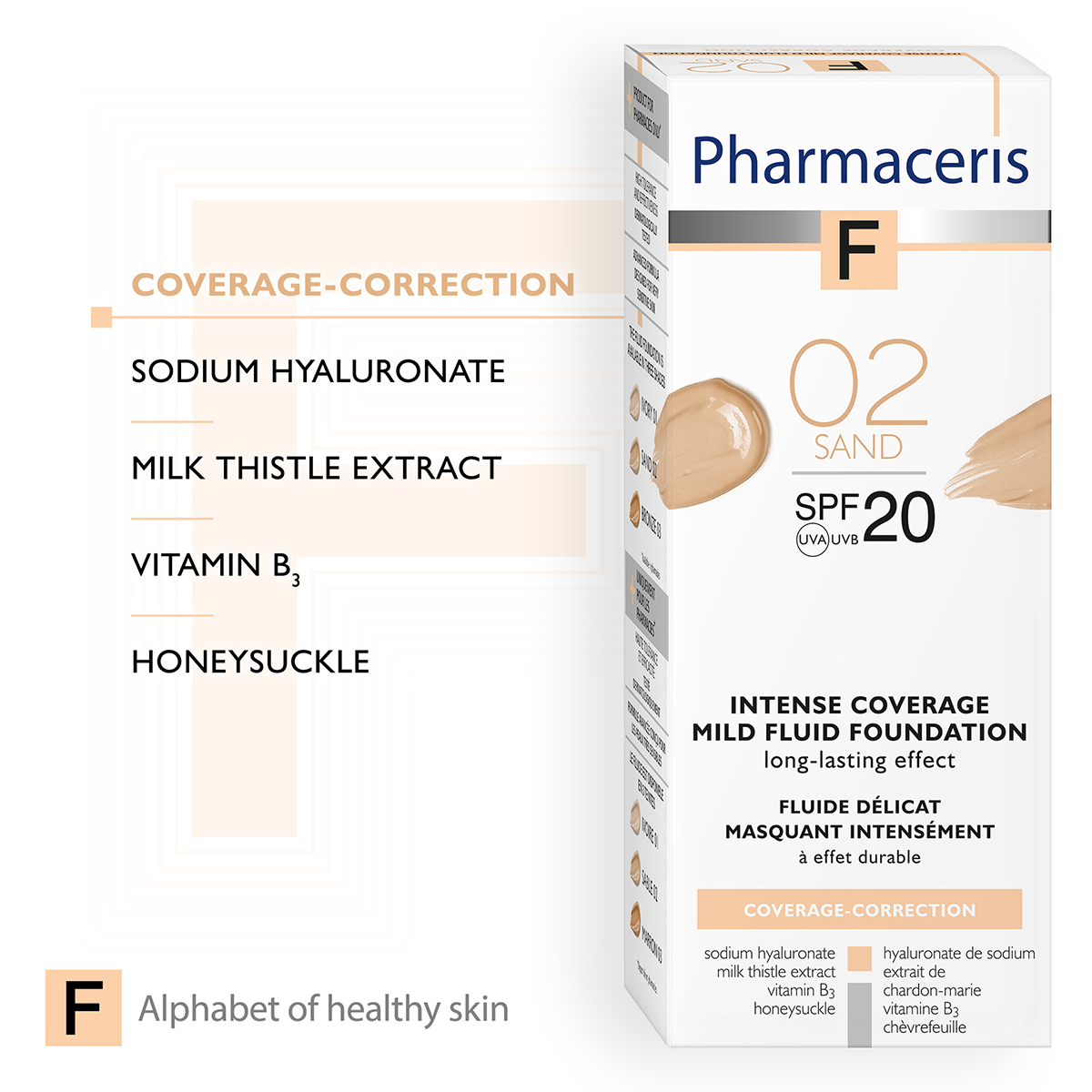 INTENSE COVERAGE SPF 20+ - SAND 02 Pharmaceris Fondatinë