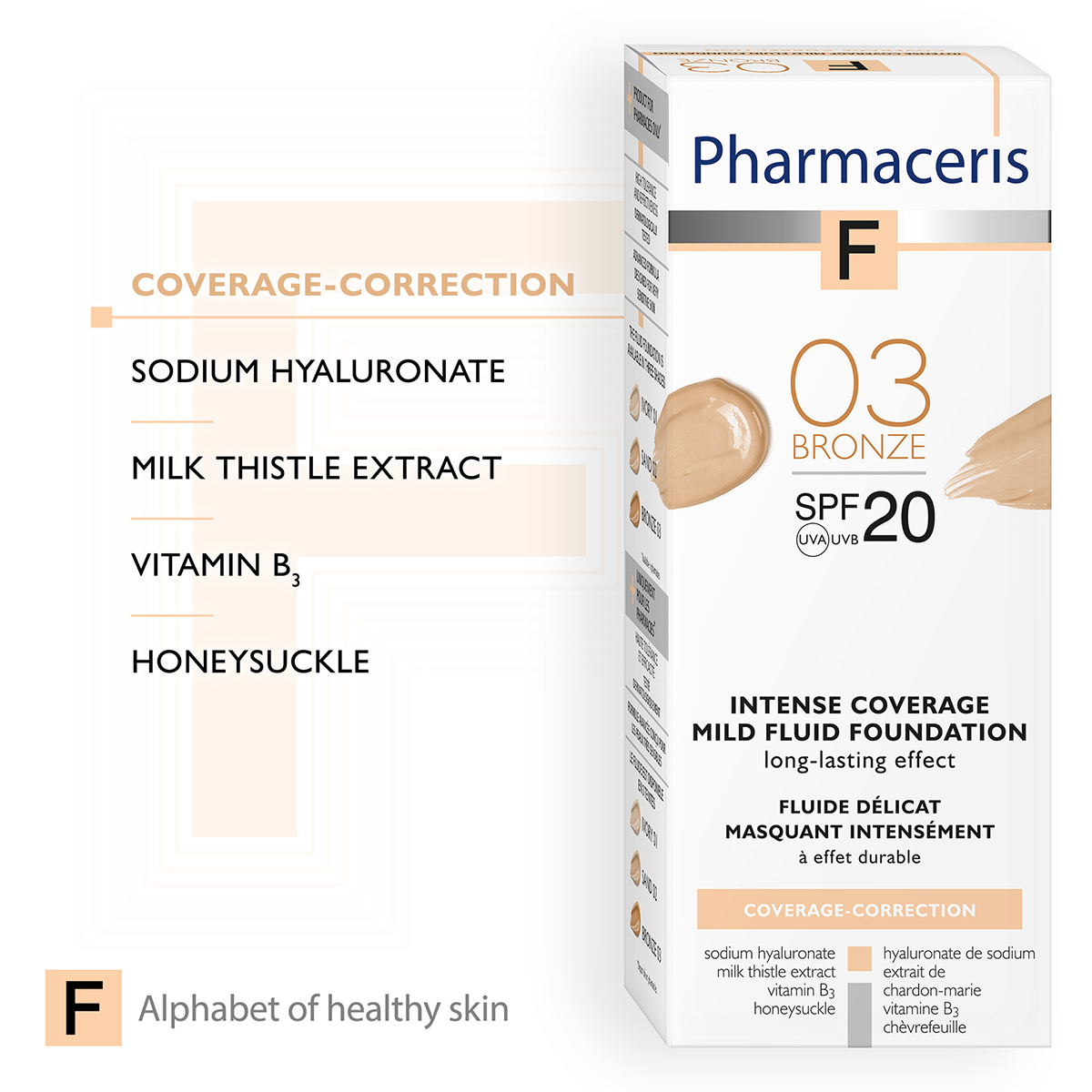 INTENSE COVERAGE SPF 20+ - BRONZE 03 Pharmaceris Fondatinë