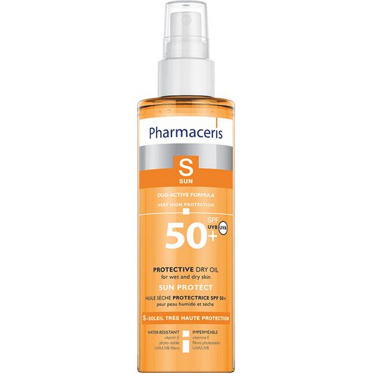 DUO-ACTIVE DRY OIL SPF 50+ PHARMACERIS (“Protective Dry Oil Vit E” – Lëkurë e flokë, për Gjithë Familjen) - Amar Pharma