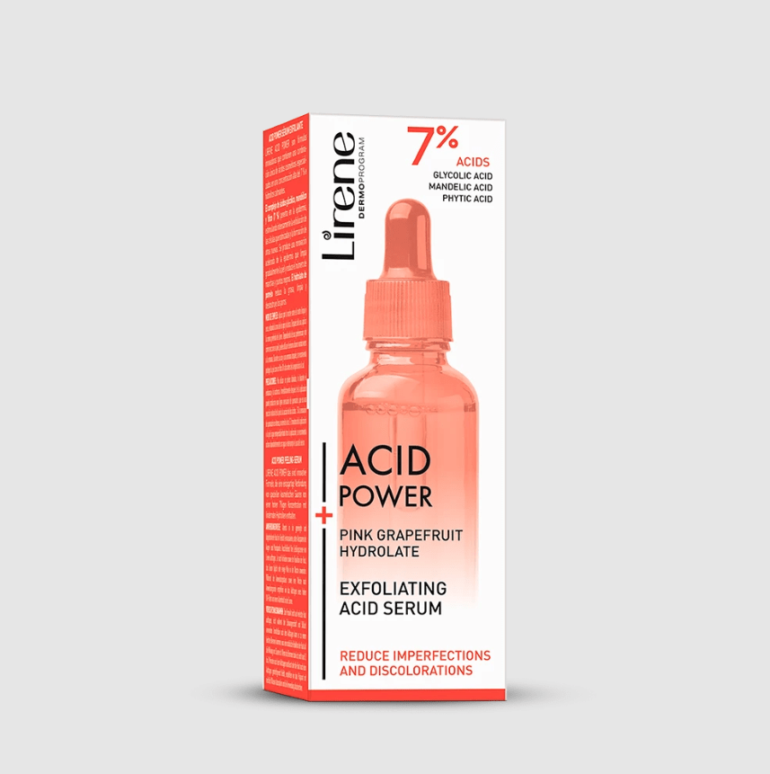 Lirene ACID POWER Exfoliating face serum with glycolic, mandelic and phytic acids and grapefruit hydrolate 30 ml - Amar Pharma