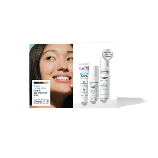 3-Step Protocol Kit for Clear & Decongested Skin - Kit Protokolli 3-Hapa për Lëkurë të Pastër & të Dekongjestionuar Elementrē dermo cosmetics Kit Trajtues