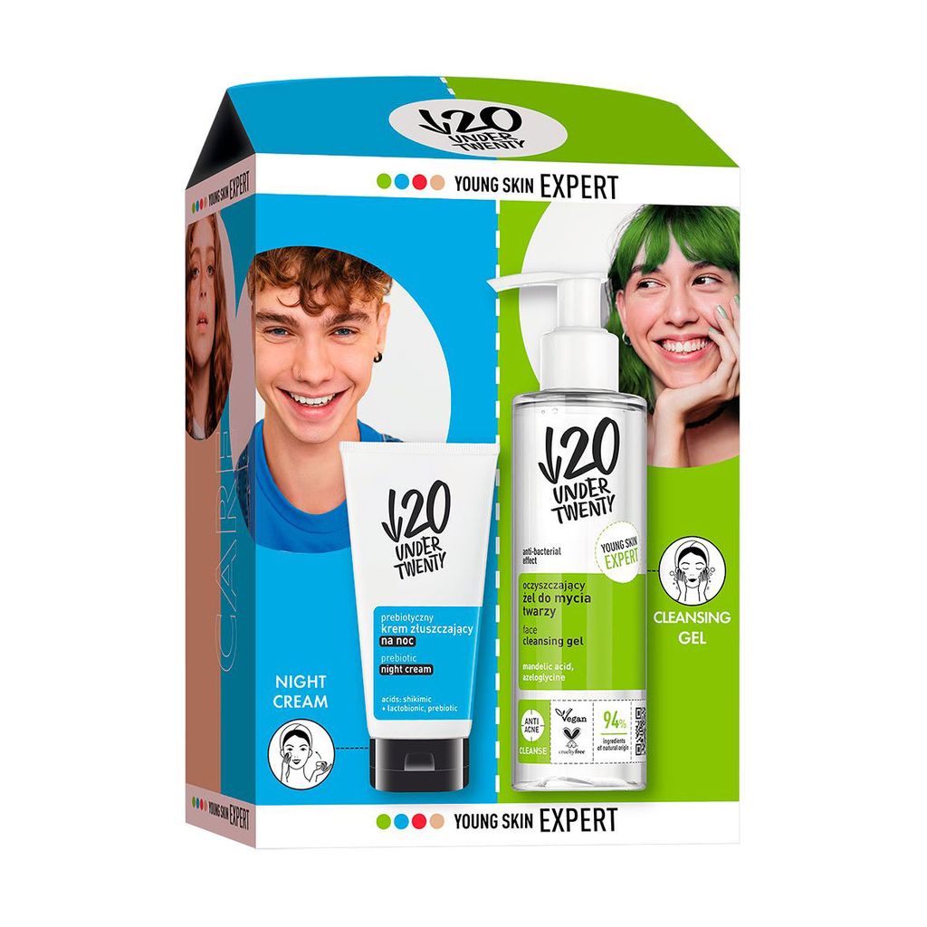 Set: Xhel pastrues 190 ml + Krem nate matifikues me prebiotikë 50 ml – Under20 Under 20 Krem