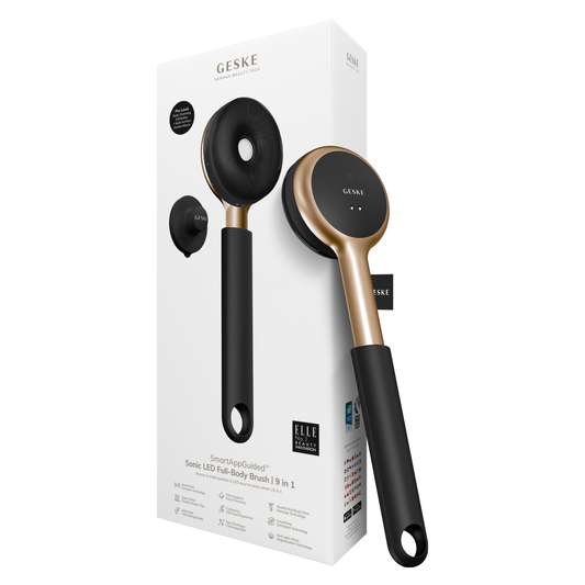 GESKE LED Sonic Full-Body Brush | 9 in 1 | Intensive Cleansing and Exfoliating Brush with LED | SmartSonic Pulses | Deep Cleansing and Expert Massage | Smoothes Rough Skin