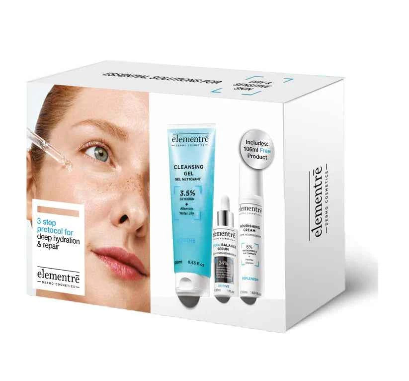 3-Steps Protocol Kit for Deep Hydration & Repair - Kit Protokolli 3-Hapa për Hidratim të Thellë & Riparim Elementrē dermo cosmetics Kit Trajtues