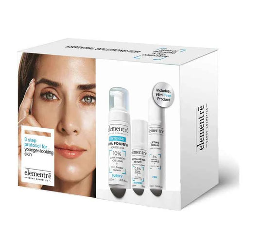 3-Steps Protocol Kit for Younger-Looking skin - Kit Protokolli 3-Hapash për Lëkurë me Pamje të Rinuar Elementrē dermo cosmetics Kit Trajtues