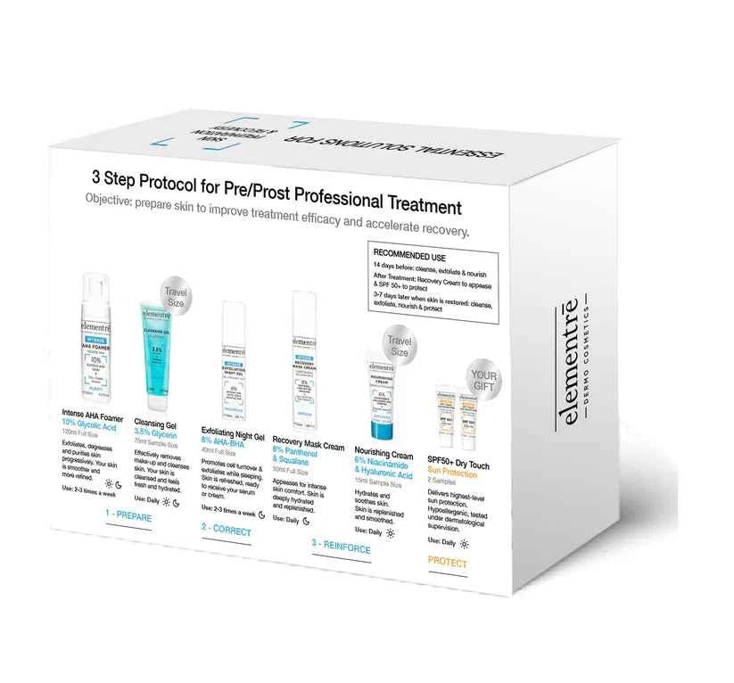3-Steps Protocol Kit for Pre/Post Professional Treatment - Kit me Protokoll 3 Hapash për Para dhe Pas Trajtimit Profesional Elementrē dermo cosmetics Kit Trajtues