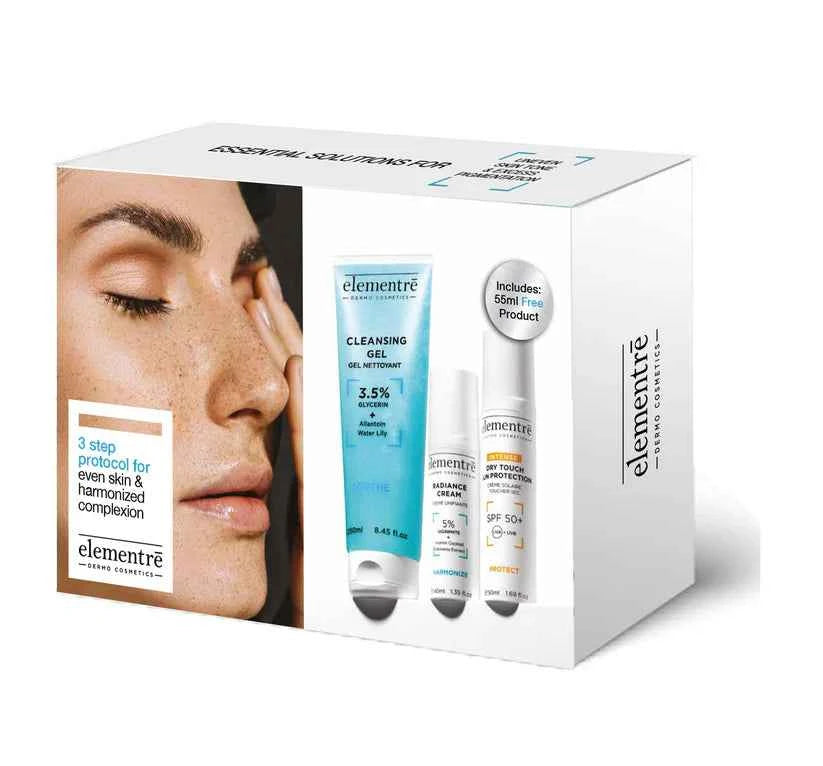 3-Steps Protocol Kit for Even skin & Harmonized complexion - Kit Protokolli 3-Hapash për Lëkurë të Njëtrajtshme & të Harmonizuar Elementrē dermo cosmetics Kit Trajtues
