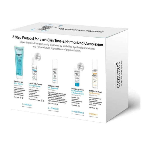 3-Steps Protocol Kit for Even skin & Harmonized complexion - Kit Protokolli 3-Hapash për Lëkurë të Njëtrajtshme & të Harmonizuar Elementrē dermo cosmetics Kit Trajtues