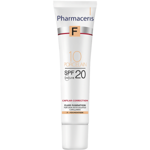 107 FLUID FOUNDATION SPF 20 CAPILAR CORRECTION 10 PORCELAIN 30 ml 1 <ul style="list-style-type:square;"> <li>100% minimizes blood vessels appearance</li> <li>97% evens out the skin tone</li> <li>high tolerance and efficacy</li> <li>dermatologically tested</li> </ul>