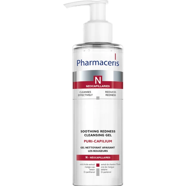 121 REDNESS SOOTHING face and eyes gel wash PURI CAPILIUM 190 ml 1 <ul style="list-style-type:square;"> <li>86% minimizes skin discolouration</li> <li>83% reduces erythema</li> <li>high tolerance and efficacy</li> <li>dermatologically tested</li> </ul>