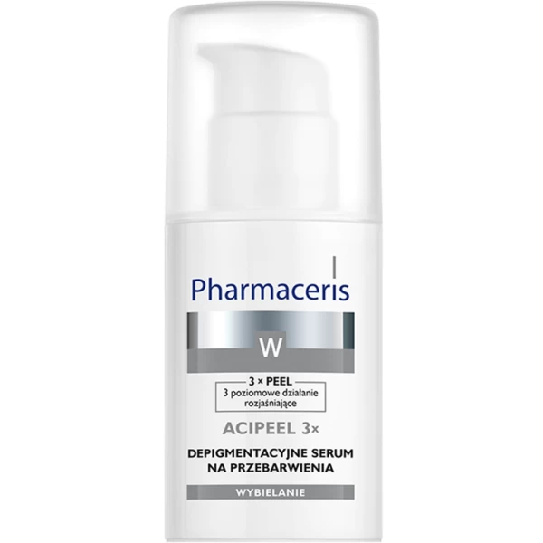 141 DEPIGMENTATION SERUM TO TREAT DISCOLOURATIONS ACIPEEL 3x 30 ml 1 <p>Specialist serum providing perfect complementary care and ensuring a visible revitalizing and energizing effect on the skin.</p> <p>BRIGHTENING AND YOUTHENING: optimal content of vitamin Duo C complex and vitamin Dpro provides a rejuvenation effect on many levels. Vitamin Duo C effectively penetrates the skin to protect cellular DNA and activate collagen synthesis. It intensively revitalizes and brightens the skin. Vitamin Dpro supports the epidermal barrier and stimulates the repair of micro-damages caused by aging and negative external factors. The skin becomes radiant, firm and tight.</p> <p>STIMULATING SHOT OF CELLULAR ENERGY: the unique SkinAwake complex of natural origin, rich in essential microelements, sugars and vitamins, supports cell renewal processes occurring during sleep. The cells are better nourished and the skin is full of energy and vitality.</p> <p>HYDRATION AND ultra-SMOOTHNESS: high-molecular hyaluronic acid binds water in the skin, deeply moisturising and smoothing the epidermis. Encapsulated in stable microcapsules, vitamin E smooths the skin, provides anti-free radical protection and regulates the water-lipid balance of the skin. The skin needs stimulation - energy support, so the experts of the Lirene Scientific Laboratory have created an innovative solution - C + Dpro Vitamin Energy beauty products, containing a unique triple vitamin complex.</p>