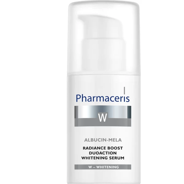 142 RADIANCE BOOST DUOACTION WHITENING SERUM ALBUCIN MELA 30 ml 1 <ul style="list-style-type:square;"> <li>76% brightens eye area</li> <li>64% reduces puffiness</li> </ul>