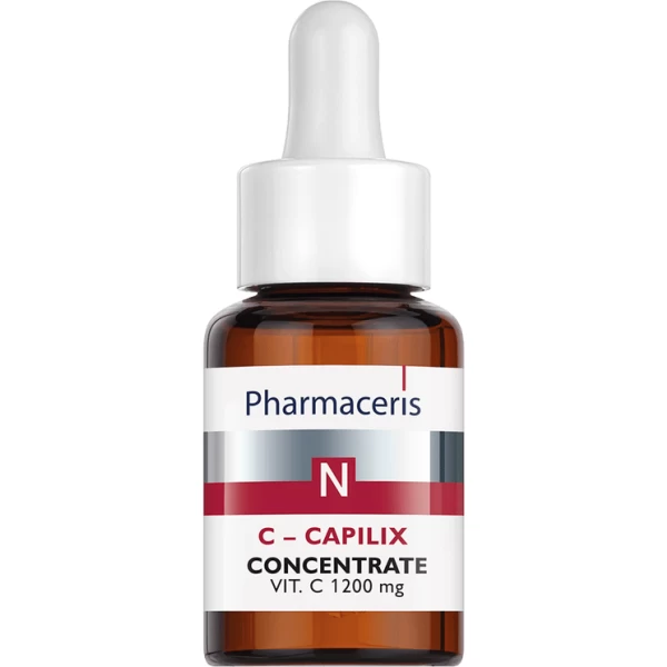 145 CONCENTRATE WITH VITAMIN C 12OO mg C CAPILIX 30 ml 1 <ul style="list-style-type:square;"> <li>100% minimizes the appearance of skin blemishes</li> <li>87% corrects redness</li> <li>87% minimizes the appearance of erythema</li> <li>91% fights the signs of fatigue</li> <li>96% evens out the skin tone</li> </ul> <p></p>