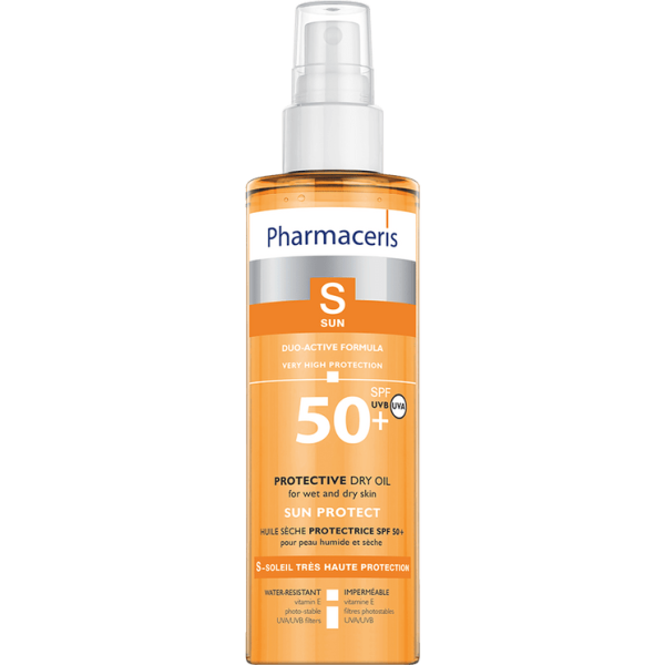 147 PROTECTIVE DRY OIL SPF 50 duo active formula for wet and dry skin SUN PROTECT 200 ml 1 <p></p> <ul style="list-style-type:square;"> <li>very high protection against UVA/UVB</li> <li>normalized function of sebaceous glands</li> <li>dermatologically tested</li> <li>advanced formula designed for very sensitive skin</li> </ul>