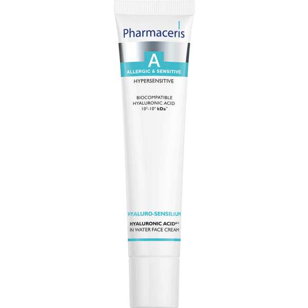 154 HYALURONIC ACIDdi 2 IN WATER FACE CREAM Hyaluro SENSILIUM 40 ml 1 <ul style="list-style-type:square;"> <li>90% intensely moisturizes</li> <li>95% soothes irritated skin</li> <li>high tolerance and efficacy</li> <li>dermatologically tested</li> </ul>