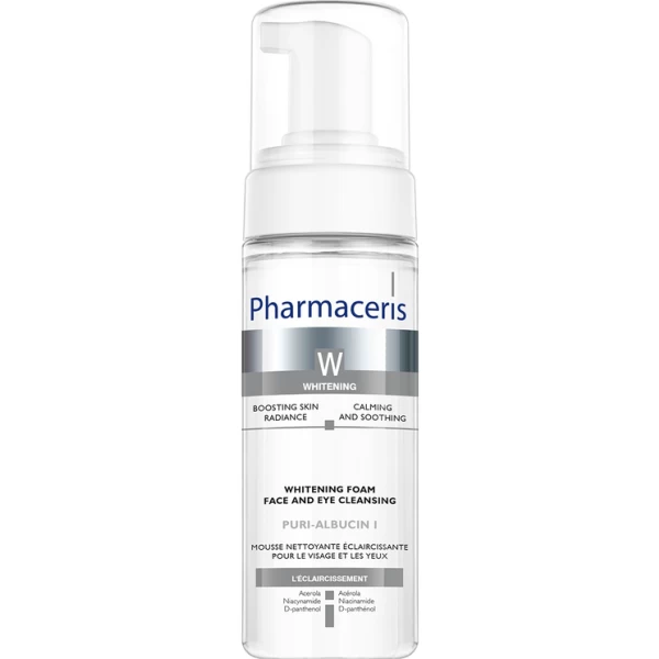 165 WHITENING FOAM EYE AND FACE CLEANSING PURI ALBUCIN I 150 ml 1 <ul style="list-style-type:square;"> <li>92% makes the skin smoother</li> <li>76% brightens the skin in the eye area</li> <li>88% moisturizes</li> <li>92% it restores comfort</li> <li>76% soothes and calms</li> </ul>