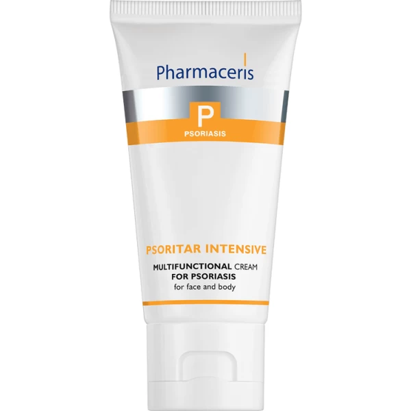 169 MULTIFUNCTIONAL CREAM FOR PSORIASIS for face and body PSORITAR INTENSIVE 50 ml 1 <ul style="list-style-type:square;"> <li>in 78% of patients: thickness of psoriatic lesions reduced by 71%</li> <li>in 78% of patients: appearance of scales reduced by 65%</li> <li>in 53% of patients: reduced itching by 41%</li> </ul>