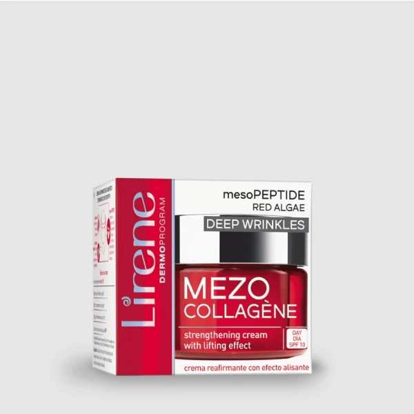 204 Lirene MEZO COLLAGENE Strengthening day cream with lifting effect and SPF 10 mesoPEPTIDE RED ALGAE 50 ml 1 <p>Specialized cream concentrate provides ideal care for skin struggling with the problem of imperfections such as: wrinkles, irregularities, discoloration, enlarged pores. Properly selected vitamin complex with a high concentration acts multidimensional, guaranteeing spectacular effects.</p>