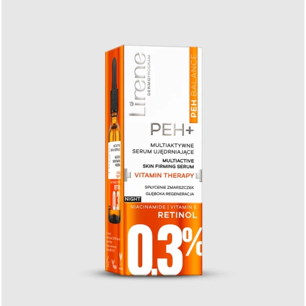 210 Lirene PEH BALANCE Multi Active skin stimulating face serum VITAMIN THERAPY 30 ml 1 <p>Specialist serum providing perfect complementary care and ensuring a visible revitalizing and energizing effect on the skin.</p> <p>BRIGHTENING AND YOUTHENING: optimal content of vitamin Duo C complex and vitamin Dpro provides a rejuvenation effect on many levels. Vitamin Duo C effectively penetrates the skin to protect cellular DNA and activate collagen synthesis. It intensively revitalizes and brightens the skin. Vitamin Dpro supports the epidermal barrier and stimulates the repair of micro-damages caused by aging and negative external factors. The skin becomes radiant, firm and tight.</p> <p>STIMULATING SHOT OF CELLULAR ENERGY: the unique SkinAwake complex of natural origin, rich in essential microelements, sugars and vitamins, supports cell renewal processes occurring during sleep. The cells are better nourished and the skin is full of energy and vitality.</p> <p>HYDRATION AND ultra-SMOOTHNESS: high-molecular hyaluronic acid binds water in the skin, deeply moisturising and smoothing the epidermis. Encapsulated in stable microcapsules, vitamin E smooths the skin, provides anti-free radical protection and regulates the water-lipid balance of the skin. The skin needs stimulation - energy support, so the experts of the Lirene Scientific Laboratory have created an innovative solution - C + Dpro Vitamin Energy beauty products, containing a unique triple vitamin complex.</p>