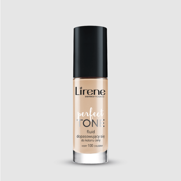 224 Lirene PERFECT TONE Skin color matching foundation 30 ml 1 <ul style="list-style-type:square;"> <li>100% minimizes blood vessels appearance</li> <li>97% evens out the skin tone</li> <li>high tolerance and efficacy</li> <li>dermatologically tested</li> </ul>