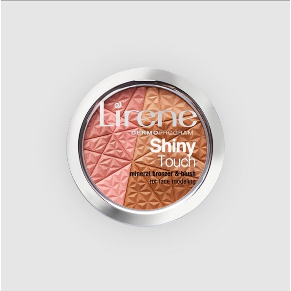 226 Lirene SHINY TOUCH Mineral bronze and blush for face modeling 9 g 1 <p>The harmonious combination of mineral bronze and blush to contour face and enhance natural beauty.</p> <p>The creamy texture gives you a smooth finish, without any streaks, which makes the skin look radiant and fresh.</p> <p>The product is a perfect complement to makeup for all skin types.</p>