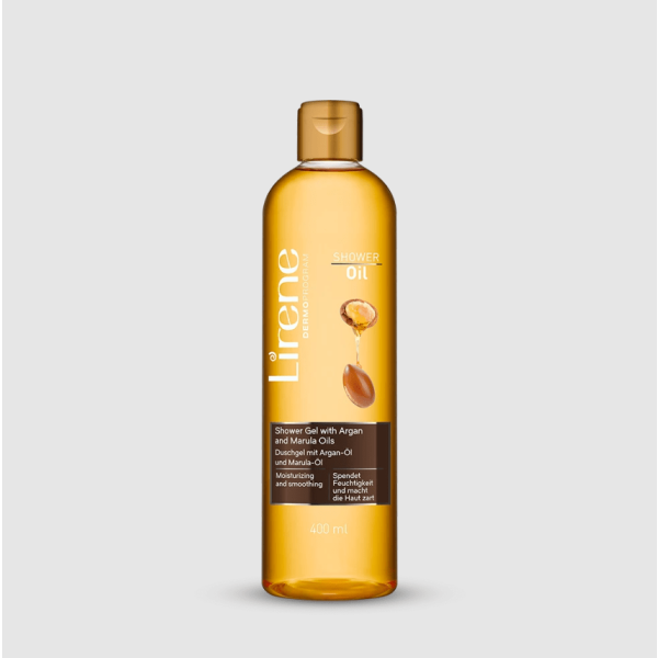 229 Lirene SHOWER OIL Shower gel with ARGAN AND MARULA OILS 400 ml 1 <p>A UNIQUE COMBINATION OF A SHOWER GEL AND NOURISHING OILS</p> <p>The shower gel contains two precious oils with a strong smoothing and moisturizing effect.</p> <p>The gel effectively cleanses and leaves a gentle, non-greasy protective layer on the skin.</p>