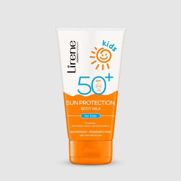 231 Lirene SUN KIDS Sun protection body milk for kids SPF 50 150 ml 1 Simple compositions for the safety of your skin. 1. PROTECTION AGAINST UVA / UVB The photostable organic filter system effectively protects the skin against harmful UVA and UVB radiation. 2. HEALTH AND BEAUTIFUL OPALENING WARRANTY Argan oil contained in the product gently oils and moisturizes the skin, giving guarantees for a beautiful and golden tan. It leaves the skin soft, smooth and velvety to the touch. 3. IMPLEMENTATION AND PROTECTION AGAINST THE TRANSFER The formula of the oil is rich in active ingredients in the form of issuers with moisturizing and nutritional properties. They strengthen the hydrolipid barrier of the skin, making it effectively protected against drying.