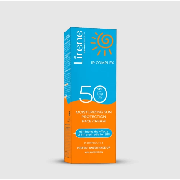 235 Lirene SUN Moisturizing sun protection face cream SPF 50 40 ml 1 <p>Krem mbrojtës nga dielli i krijuar për çdo lloj lëkure dhe për personat e të gjitha moshave mbi 12 vjeç</p>