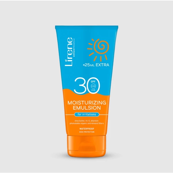 236 Lirene SUN Moisturizing emulsion for irritations SPF 30 175 ml 1 <p>An advanced system of photo stable organic and mineral filters in the form of a UV Block complex effectively shields the skin from harmful UVA and UVB radiation and protects the DNA inside the skin cells from damage caused by sun exposure.</p>