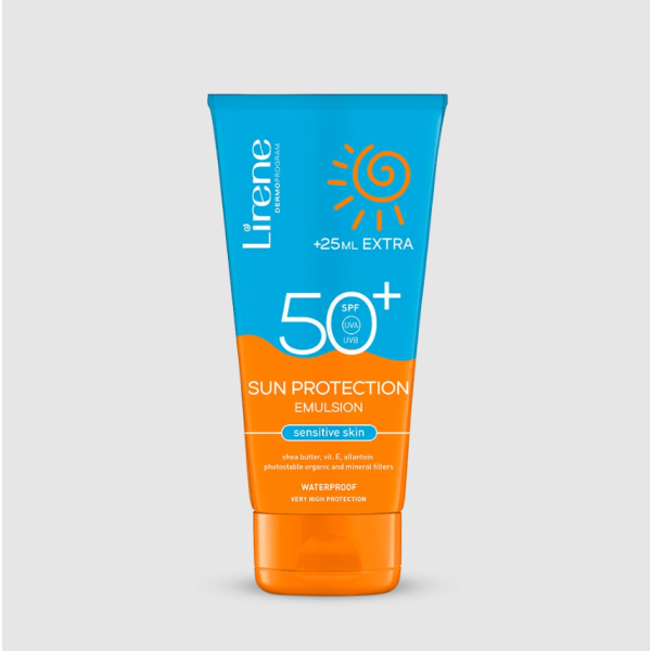 237 Lirene SUN Sun protection emulsion for sensitive skin SPF 50 175 ml 1 <p>Një sistem i avancuar i filtrave organikë dhe minerale të qëndrueshëm në foto në formën e një kompleksi UV Block mbron në mënyrë efektive lëkurën nga rrezatimi i dëmshëm UVA dhe UVB dhe mbron qelizat e lëkurës nga dëmtimi i shkaktuar nga ekspozimi i diellit.</p> <p></p>