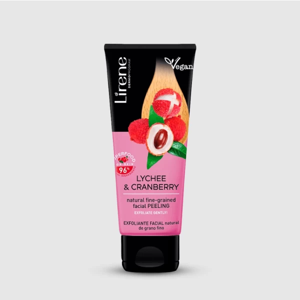 244 Lirene SUPERFOOD Natural facial peeling LYCHEE CRANBERRY 75 ml 1 <p>Velvety facial cleansing foam in an extremely pleasant and gentle way removes makeup residue, excess sebum and other contaminants. Vitamin formula moisturizes, nourishes and energizes the skin without shine.</p> <p></p>