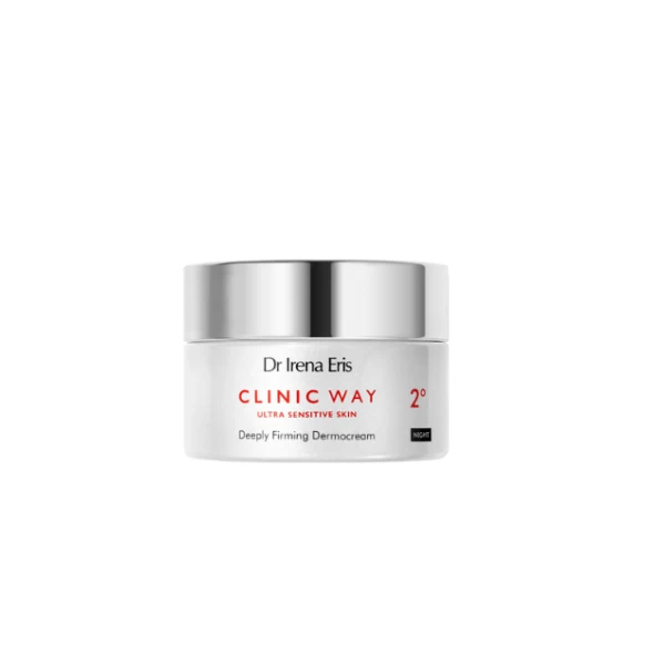 302 Dr Irena Eris Clinic Way Deeply Firming Dermocream 2° Night Cream 50 ml 1 <p>Dr Irena Eris Clinic Way 2°, dermokrem rigjallërues intensiv, krem nate – niveli i dytë i kujdesit kundër rrudhave për gratë mbi 40 vjeç.</p> <p>Kremi lufton në mënyrë efektive proceset përgjegjëse për formimin e rrudhave elastike falë tre përbërësve aktivë</p> <p>Dermokremi forcues i thellë për natën lufton në mënyrë efektive procesin e plakjes gjatë pushimit tuaj.</p>