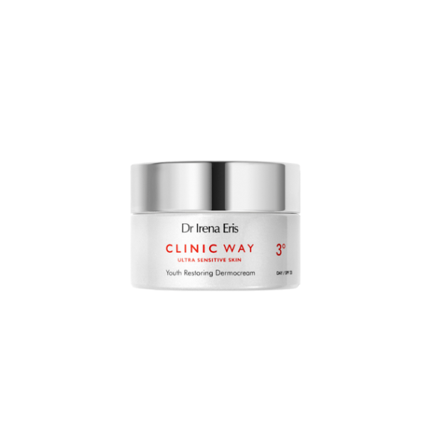 303 Dr Irena Eris Clinic Way Youth Restoring Dermocream 3° Day Cream 50 ml 1 <p>CLINIC WAY – FIVE-DEGREE ANTI-AGING PROGRAM 3° degree of anti-wrinkle care for women aged 50+ PHYTOHORMONAL REJUVENATION for day effectively fights the processes responsible for the formation of atrophic wrinkles</p>