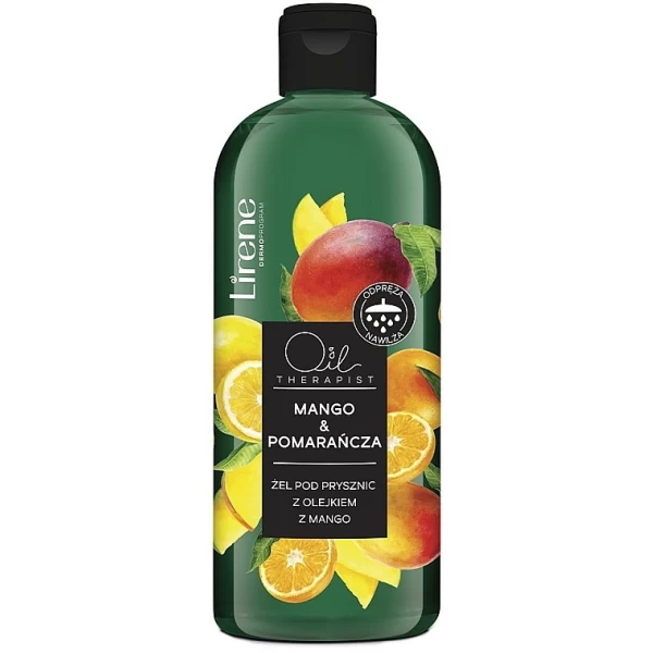 41 Lirene OIL THERAPIST Shower gel with mango oil MANGO ORANGE 400 ml 1 <ul style="list-style-type:square;"> <li>100% has a soothing effect</li> <li>90% deeply cleanses the scalp of impurities</li> <li>high tolerance and efficacy</li> <li>dermatologically tested</li> </ul>