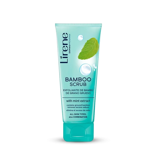 64388565ec266 bambusowy peeling gruboziarnisty 10e07337 <strong>Lirene Coarse bamboo scrub with mint extract 75 ml</strong> Bamboo scrub with mint extract effectively eliminates dead epidermal cells, removes impurities and reduces the appearance of skin pores.