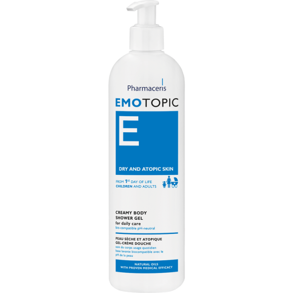 119 EMOTOPIC EMOLLIENT WASH GEL for daily body care 400 ml 1 <ul style="list-style-type:square"> <li>rekomanduar nga Shoqëria Pediatrike Polake që nga dita e parë e jetës</li> </ul>