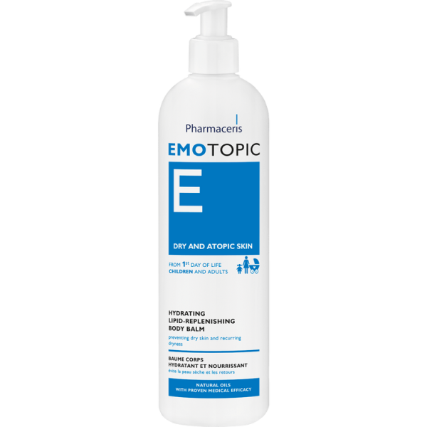 136 EMOTOPIC HYDRATING AND LIPID REPLENISHING BODY BALM for daily care preventing dry skin and recurring dryness 400 ml 1 Balsam për lëkura delikate, të ndjeshme, të thata apo shumë të dehidruara, me kruajtje e mbindjeshmëri ndaj agresorëve mjedisorë. Rikthen barriere mbrojtëse natyrale, siguron hidratimin afatgjatë e lufton Dermatitin Atopik.