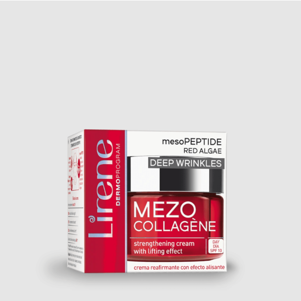 204 Lirene MEZO COLLAGENE Strengthening day cream with lifting effect and SPF 10 mesoPEPTIDE RED ALGAE 50 ml 1 Efekt lifting deri ne 12 ore* 70% ulje e numrit te rrudhave* 67% efekt shtrengues intensiv* rrudhat e syve 48% me te lemuara** 63% efekt i dukshem forcues i lekures*
Aplikojeni ne mengjes ne lekuren e pastruar te fytyres, qafes dhe dekoltese. Ferkojeni butesisht. Perfekte si baze make up-i.