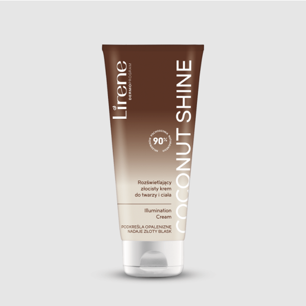 221 Lirene PERFECT TAN Illuminating golden body and face cream COCONUT SHINE 150 ml 1 Nje krem zbardhues me formule vegane qe permban 90% perberes me origjine natyrale qe nxisin ne menyre perfekte nxirjen natyrale. Pigmentet minerale reflektojne driten dhe i japin lekures nje shkelqim rrezatues. Kremi barazon tonin e lekures, zbut dhe maskon defektet. Formula e pasur parandalon humbjen e ujit nga epiderma, deperton ne shtresat me te thella te lekures, duke siguruar hidratim dhe kujdes optimal. Gjithashtu do te funksionoje ne menyre perfekte ne kombinim me nje fondatine.