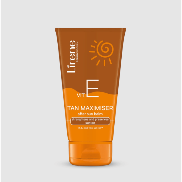 241 Lirene SUN After sun balm TAN MAXIMISER 150 ml 1 Balsam i lengshem multifunksionalper trupin, hidraton, ushqen dhe zbut lekuren. I jep ngjyren e nje nxirje delikate menjehere pas perdorimit. Balsami permban pigmente te mbyllura ne kapsula qe leshon gjate aplikimit, duke i dhene lekures nje pamje rrezatuese. Mbulon ne menyre perfekte pabarazine e tonit, cngjyrosjen dhe "venat merimange". Aplikoni nje sasi te pershtatshme te locionit ne lekure te pastruar dhe te thate. Ferkojeni dhe lereni te absorbohet.