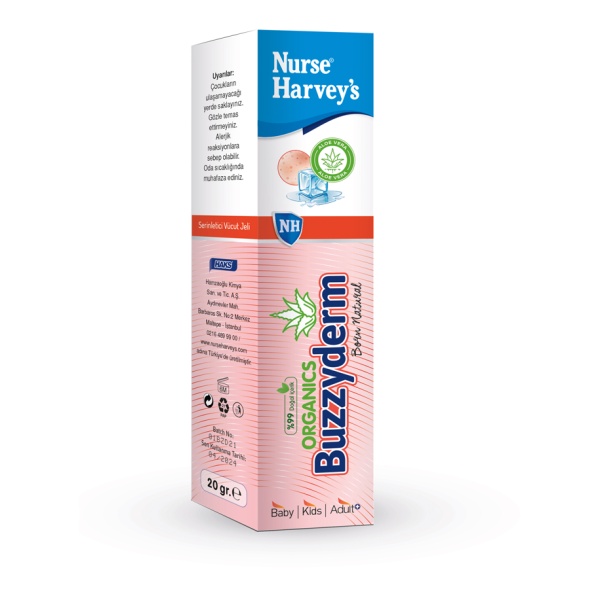 BUZZYDREM Nurse Harvey’s Organics Buzzyderm është I testuar dermatologjikisht.
Hidraton,trajton dhe ushqen.
Është hypoalergjik dhe nuk përmban alkool, parfum si dhe ngjyrues
Aleo Vera Barbadensis është ndihmues për aknet, enzemën,psoriazën,
mykun , pickimin e insekteve, iritimin, djegjet e lëkurës dhe diellit
Aleo Vera Barbadensis ka veti anti inflamatore, kurrimin e plagëve
dhe qetësues.
Natural ingredients në ekstraktin e Poria cocos dhe Phragmites kharka
trajton kruarjen, zvogëlon skuqjen dhe riparon barierën e lëkurës në
lëkura të thata dhe sensitive