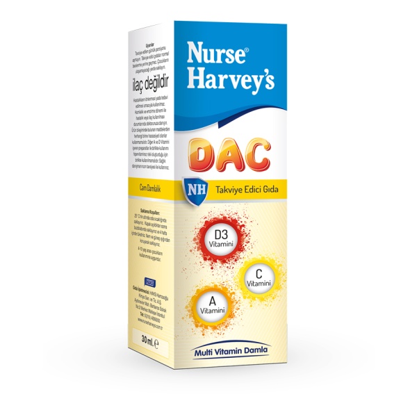 DAC 1 Buzëqeshja e parë e foshnjës, hapat e parë; secili
shënon aventurën e re. Me pikat multivitamine DAC të
Nurse Harvey, këto momente të çmuara janë të
mbushura me shëndet dhe gëzim. Që në fillim,
përjetoni krenarinë dhe paqen për t'u siguruar
fëmijëve tuaj një të ardhme të shëndetshme.