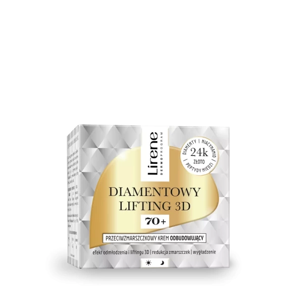 d7 Krem nate rindertues anti-rrudhe me 24k ar, diamante, peptide bakri dhe niacinamide per rinovim tre-dimensional. Ideal per nevojat e nje lekure 70+ vjec. Cdo mengjes dhe mbremje, aplikojeni kremin ne lekuren e pastruar te fytyres, qafes dhe dekoltese.